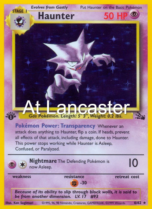 Haunter - 6/62 Fossil 1st Edition Holo Rare Pokemon - LP (Lanc)