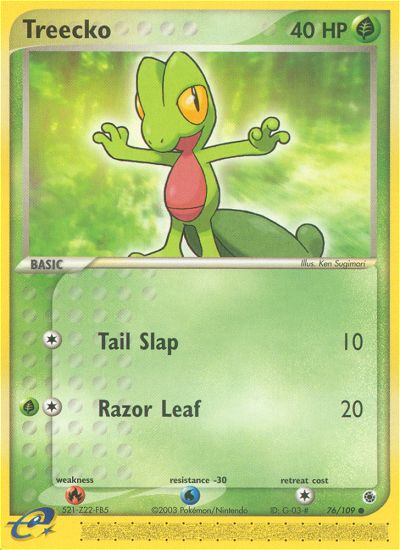 Treecko - 76/109 Ruby & Sapphire Common Pokemon - NM