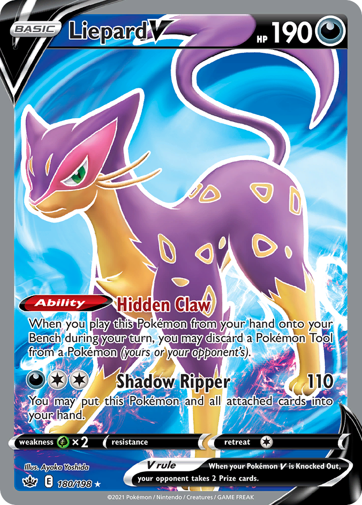 Liepard V - 180/198 Chilling Reign Ultra Rare Holo Pokemon - NM
