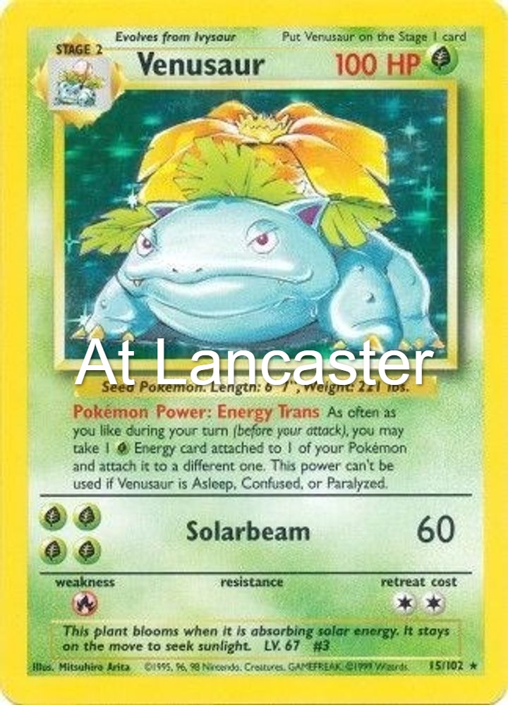 Venusaur - 15/102 Base Set Unlimited Holo Rare Pokemon - MP/HP (Lanc)