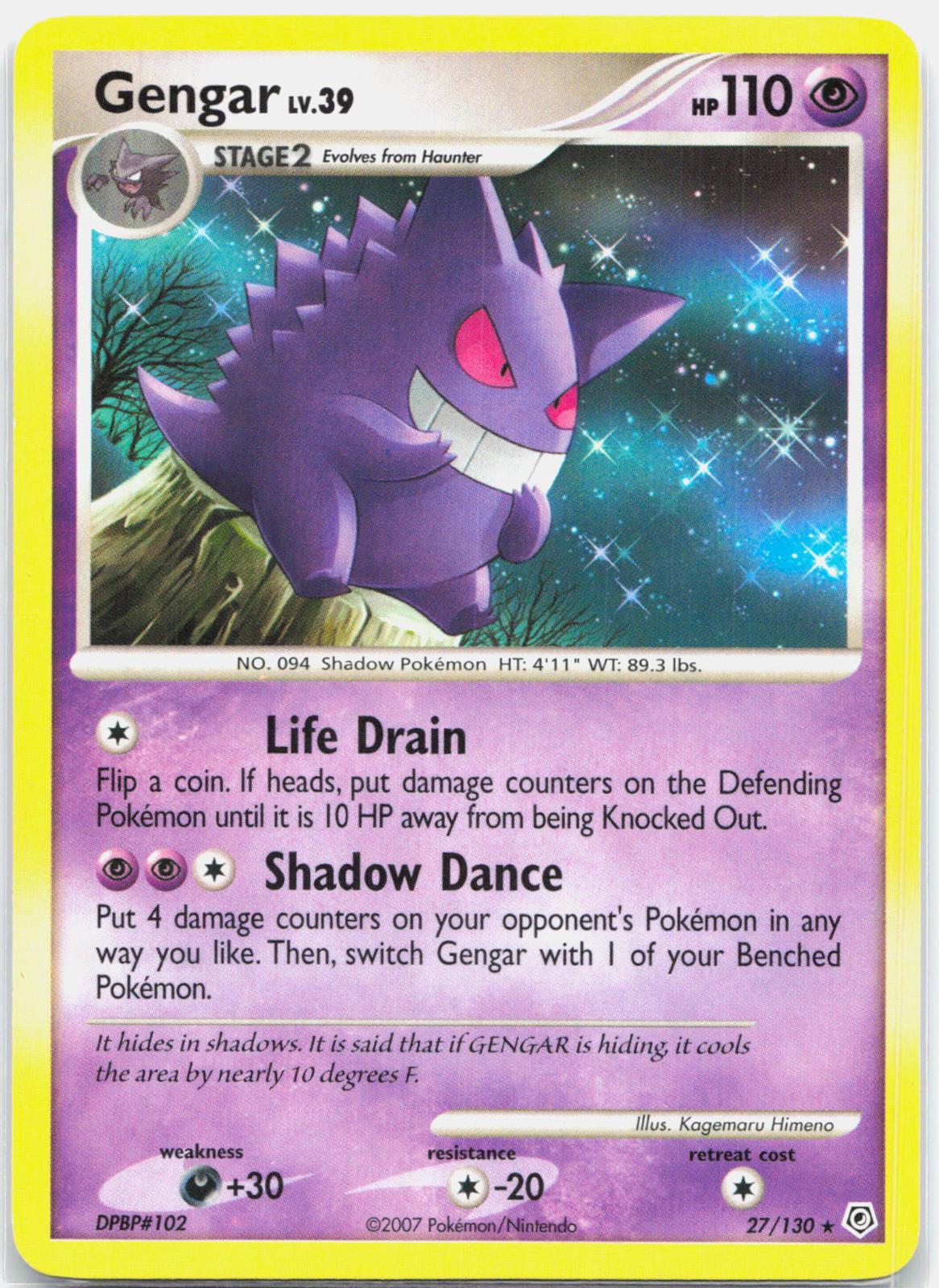 Gengar - 27/130 Diamond & Pearl Rare Pokemon - LP/MP