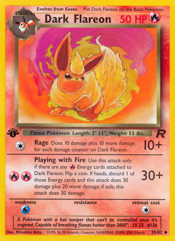 Dark Flareon - 35/82 Team Rocket Uncommon Unlimited Pokemon - NM