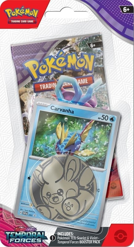 Pokemon Booster Pack Checklane Blister Promo - Scarlet & Violet: Temporal Forces (Carvanha)