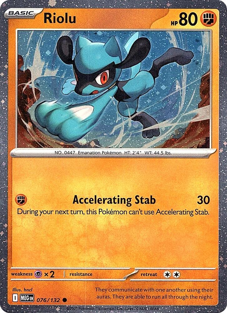 Riolu - 076/132 Mega Evolution Cosmos Holo Promo Pokemon - NM/MINT