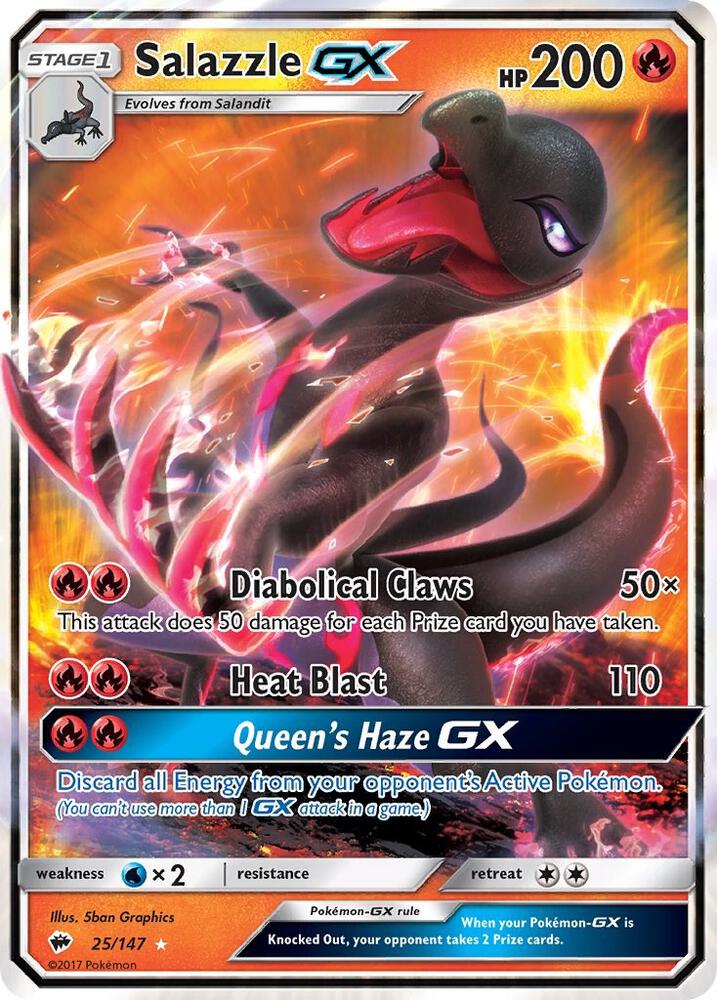 Salazzle GX - 25/147 Burning Shadows Ultra Rare Pokemon - NM/MINT