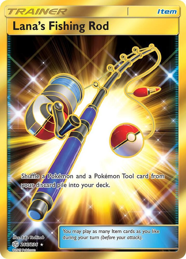 Lana's Fishing Rod - 266/236 Cosmic Eclipse Gold Trainer - NM/MINT