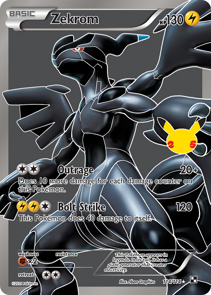 Zekrom - 114/114 Celebrations: Classic Collection Holo Pokemon - NM