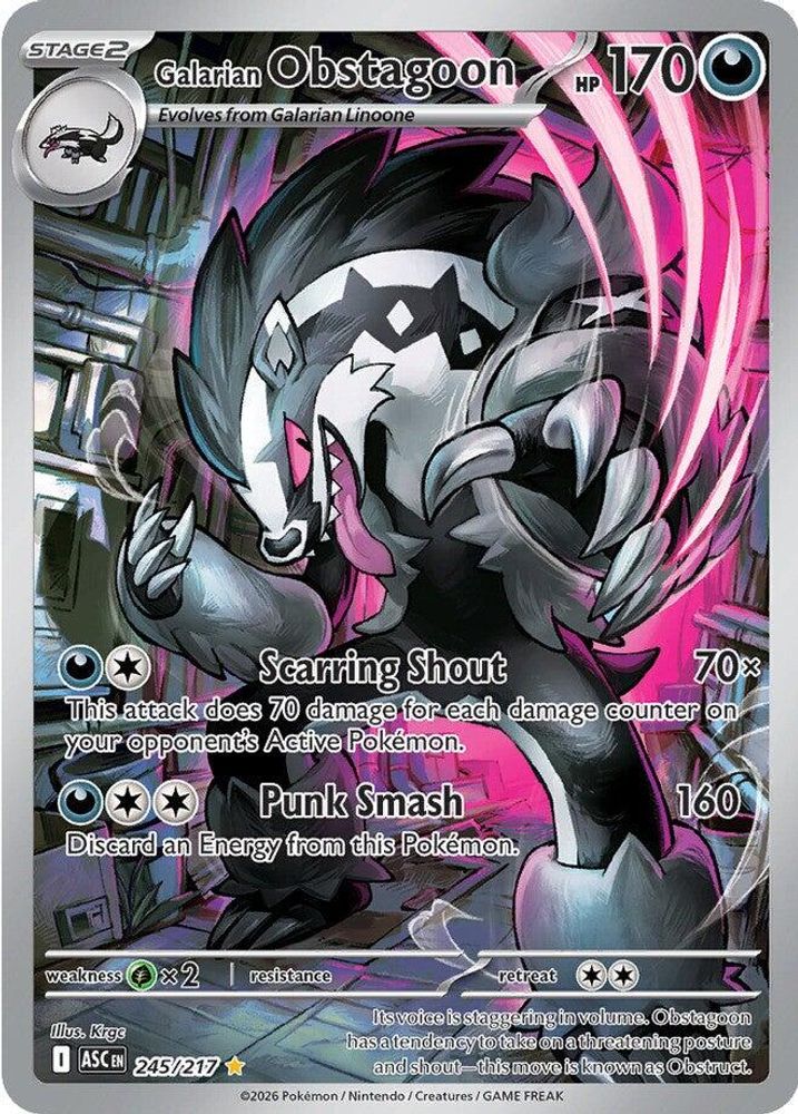 Galarian Obstagoon - 245/217 Ascended Heroes Illustration Rare Holo Pokemon - NM