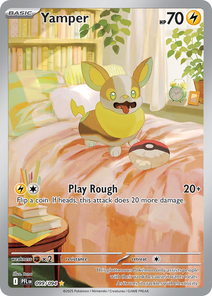 Yamper - 099/094 Phantasmal Flames Illustration Rare Holo Pokemon - NM