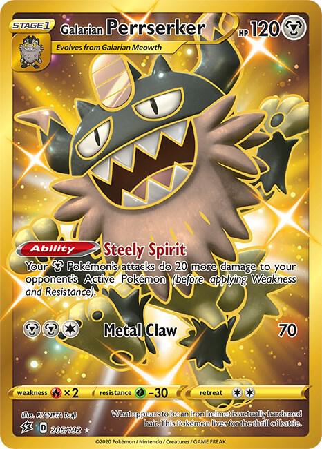 Galarian Perrserker - 205/192 Rebel Clash Gold Pokemon - NM/MINT