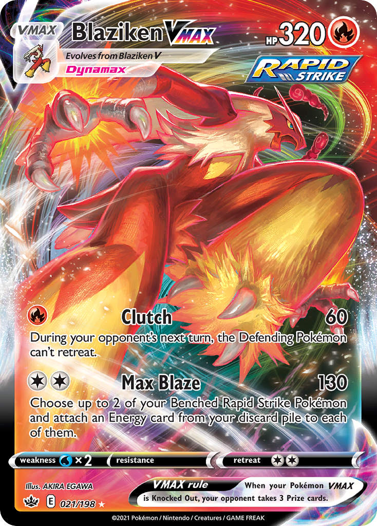 Blaziken VMAX - 021/198 Chilling Reign VMAX Rare Holo Pokemon - NM