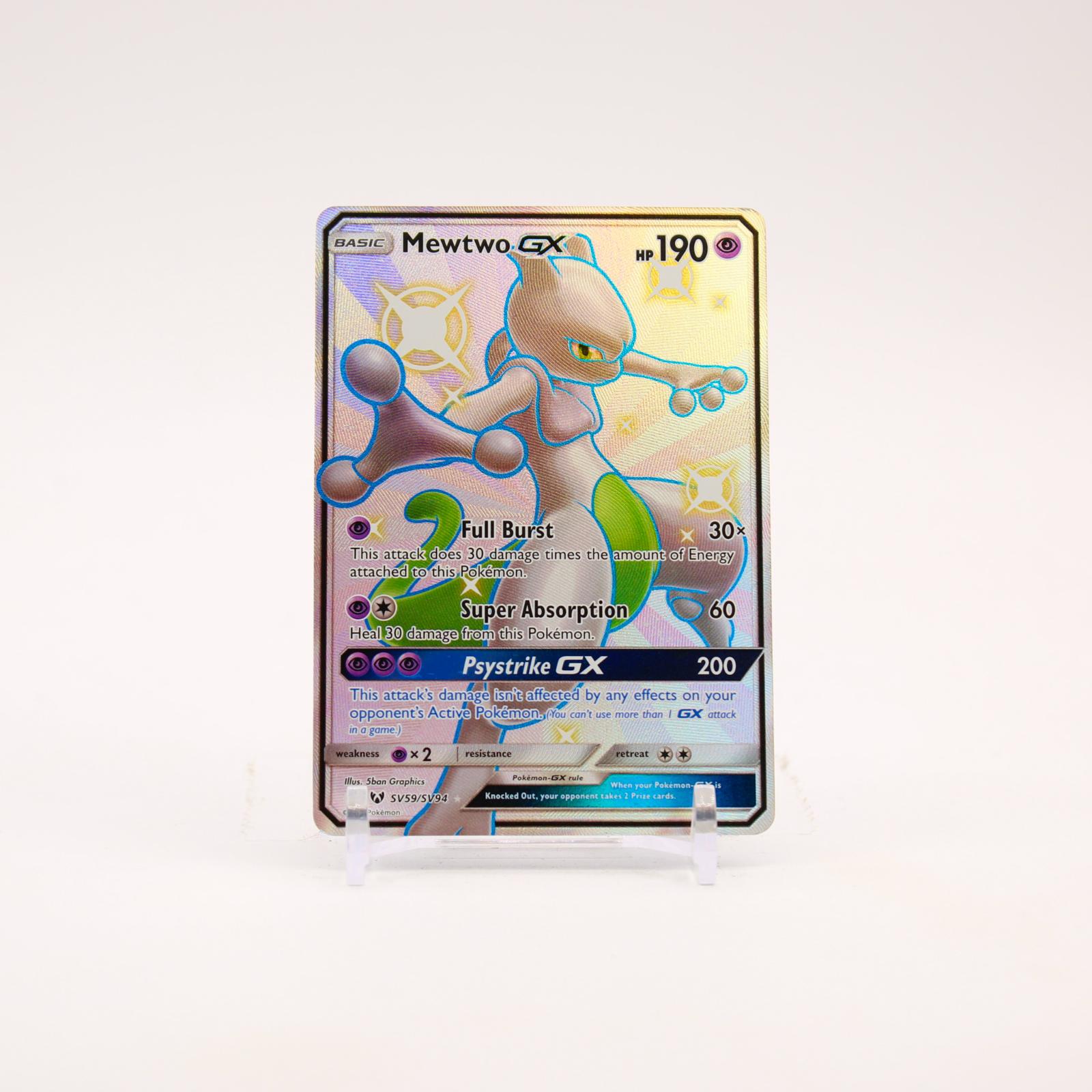 Mewtwo GX - SV59/SV94 Hidden Fates Full Art Shiny Pokemon - NM