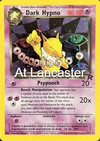 Dark Hypno - 9/82 Team Rocket Unlimited Holo Rare Pokemon - NM (Lanc)