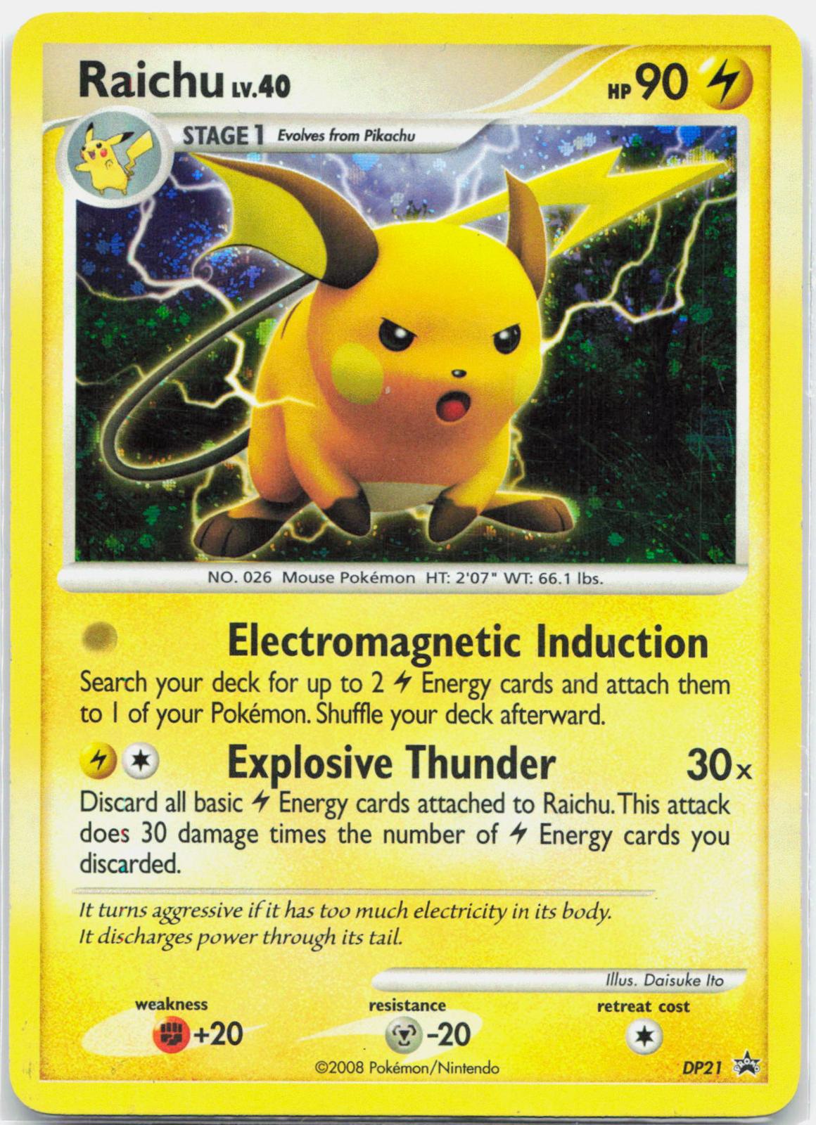 Raichu - DP21 Black Star Promo Holo SWIRL Pokemon - LP