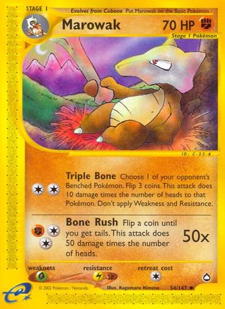 Marowak - 54/147 Aquapolis Uncommon Pokemon - NM