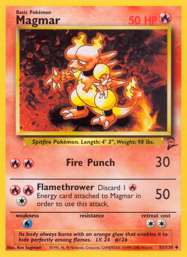 Magmar - 51/130 Base Set 2 Uncommon Pokemon - NM