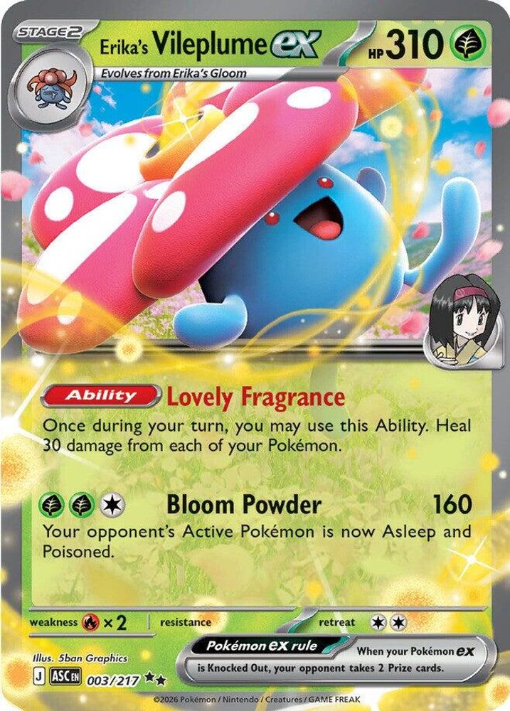 Erika's Vileplume ex - 003/217 Ascended Heroes Double Rare Holo Pokemon - NM
