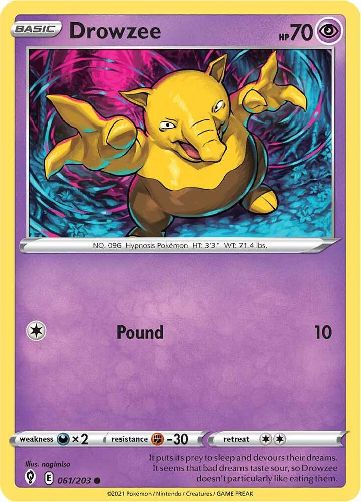 Drowzee - 061/203 Evolving Skies Common Pokemon - NM/MINT