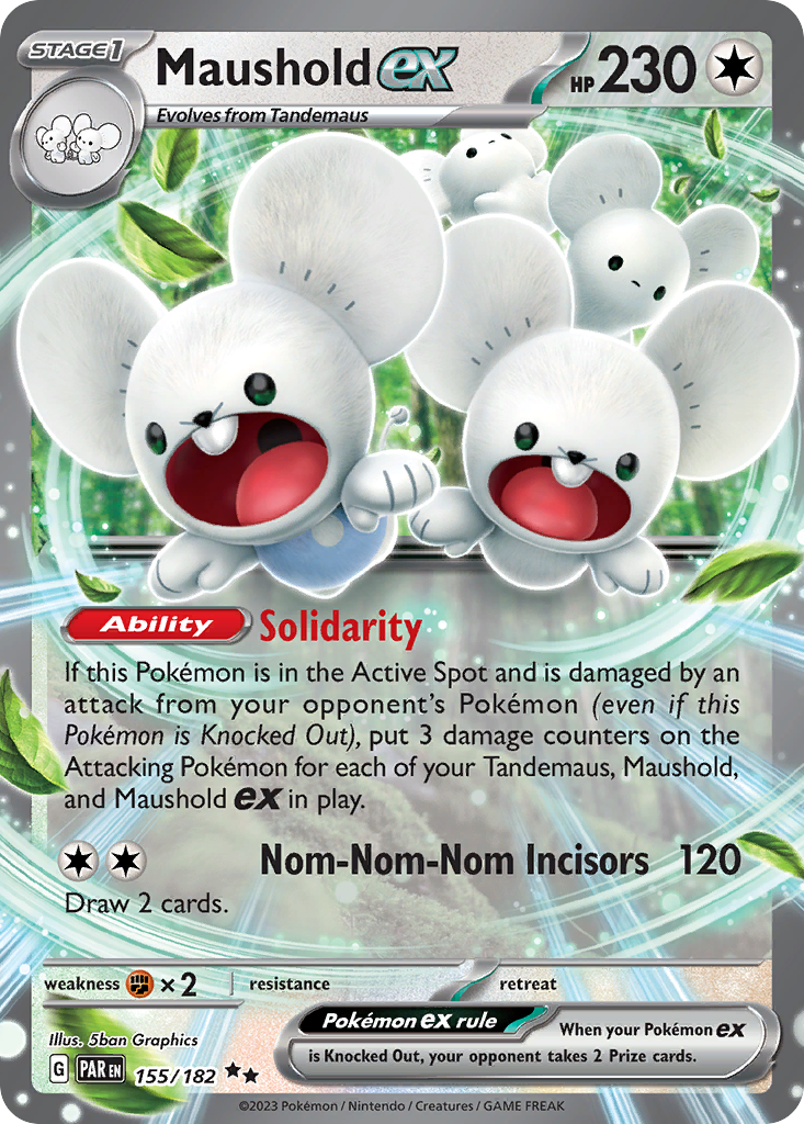 Maushold ex - 155/182 Paradox Rift Double Rare Holo Pokemon - NM