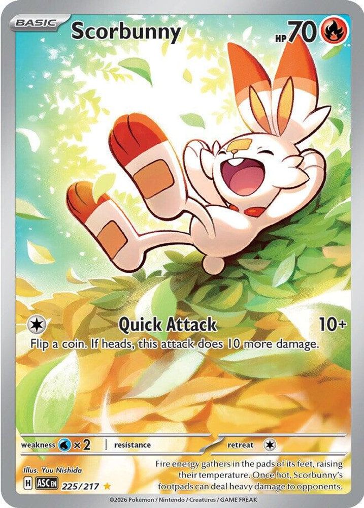 Scorbunny - 225/217 Ascended Heroes Illustration Rare Holo Pokemon - NM