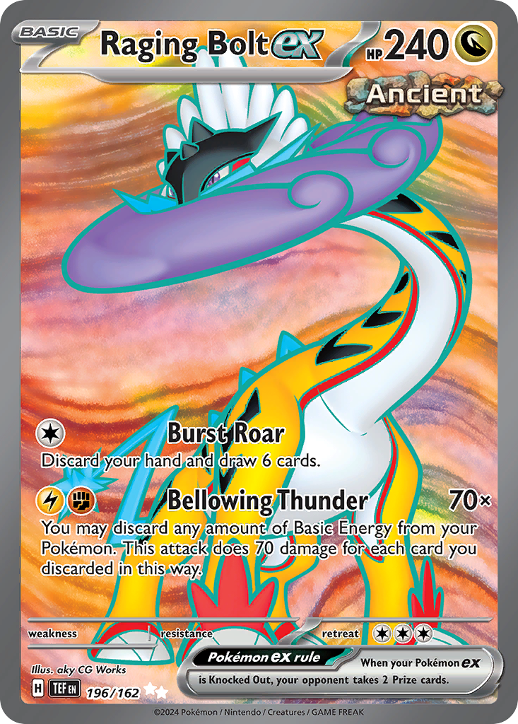 Raging Bolt ex - 196/162 Temporal Forces Ultra Rare Holo Pokemon - NM