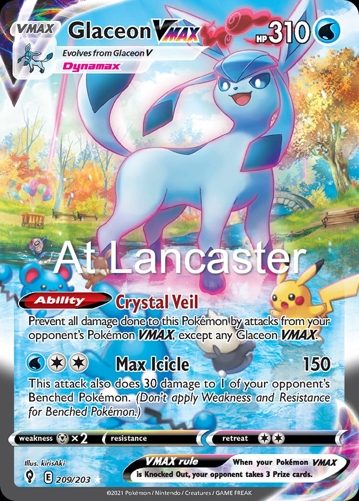 Glaceon VMAX - 209/203 Evolving Skies Alternate Art Pokemon - NM/LP (Lanc)