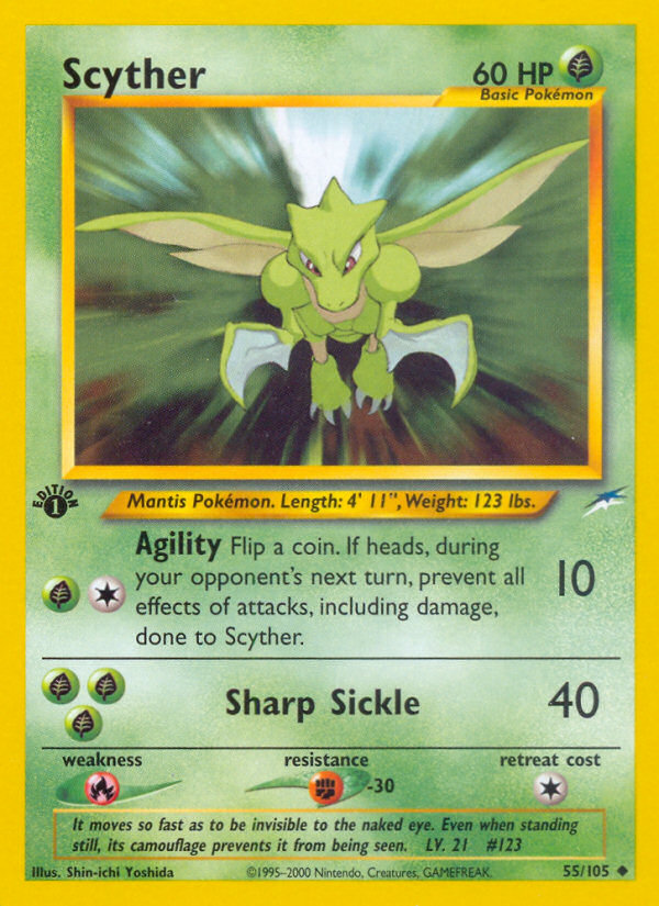 Scyther - 55/105 Neo Destiny Uncommon Unlimited Pokemon - NM