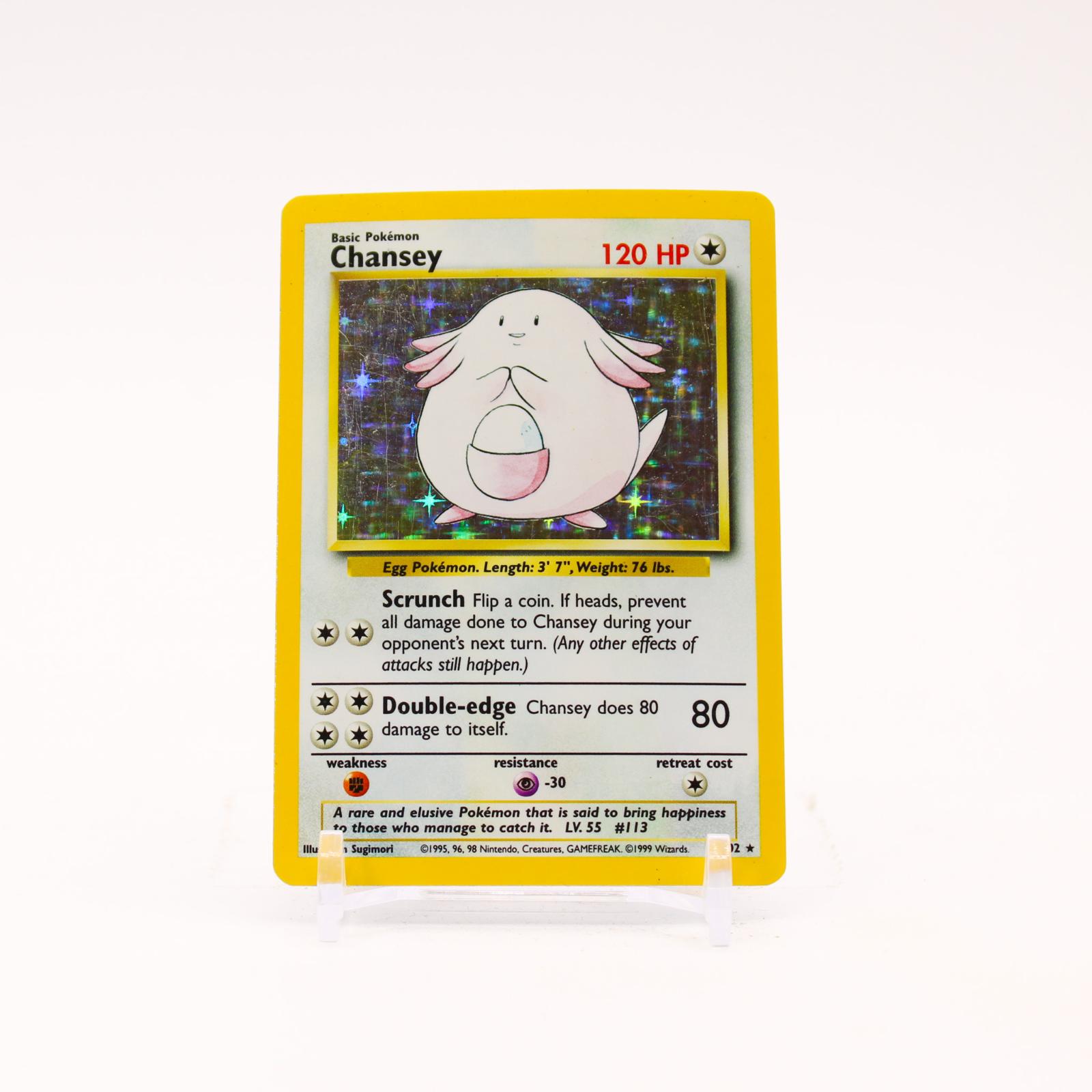 Chansey - 3/102 Base Set Unlimited Holo Rare Pokemon - LP