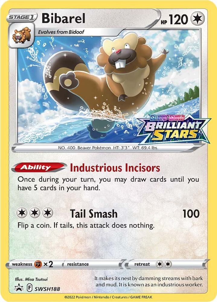 Bibarel - SWSH188 Brilliant Stars Prerelease Promo Holo Pokemon - NM/MINT
