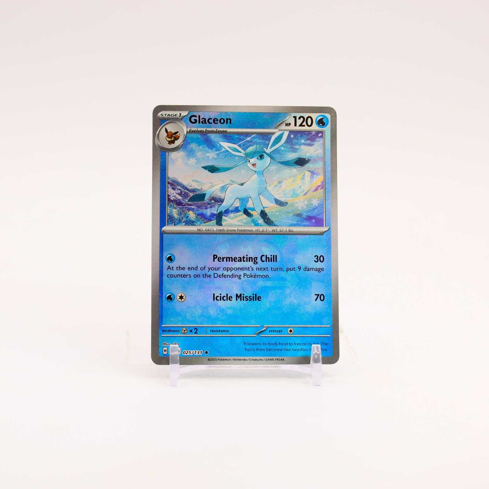 Glaceon - 025/131 Prismatic Evolutions Master Ball Holo Rare Pokemon - NM/MINT