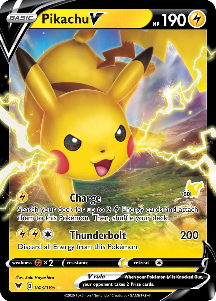 Pikachu V - 043/185 Battle Academy Stamped PROMO Pokemon - NM/MINT