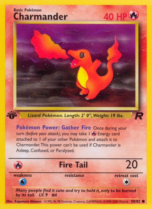 Charmander - 50/82 Team Rocket Common 1st Edition Pokemon - NM