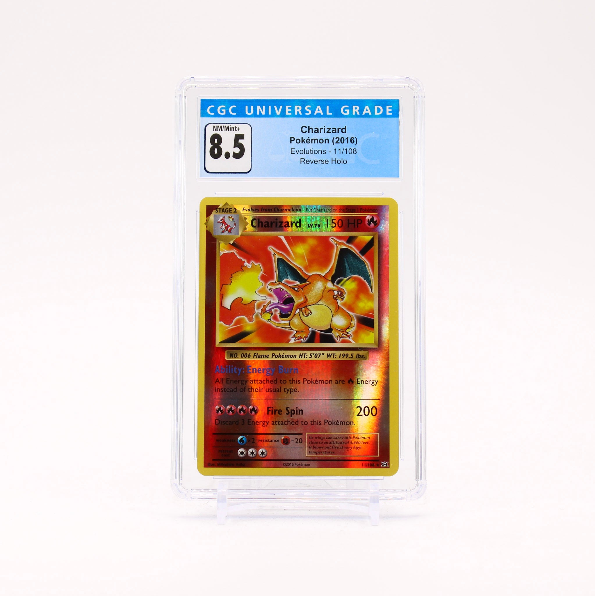 Charizard - 11/108 CGC 8.5 Evolutions Reverse Holo Rare Pokemon - NM/MINT+