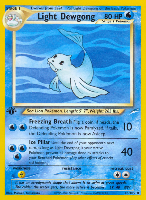 Light Dewgong - 45/105 Neo Destiny Uncommon Unlimited Pokemon - NM