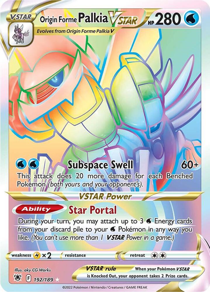 Origin Forme Palkia Vstar - 192/189 Astral Radiance Rainbow Pokemon - NM/MINT