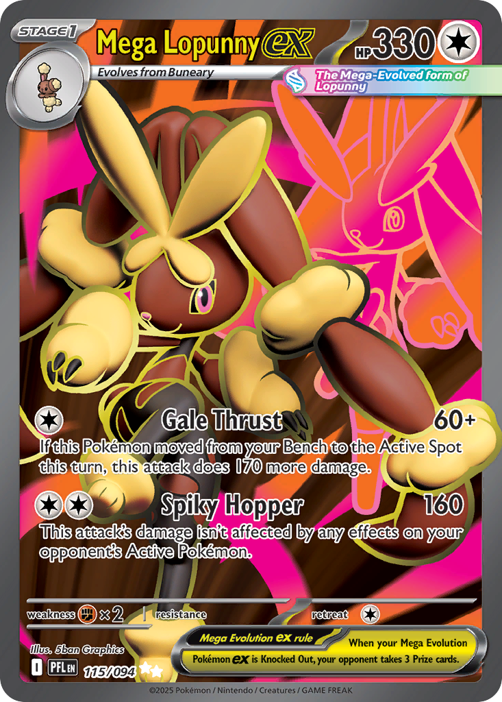 Mega Lopunny ex - 115/094 Phantasmal Flames Ultra Rare Holo Pokemon - NM