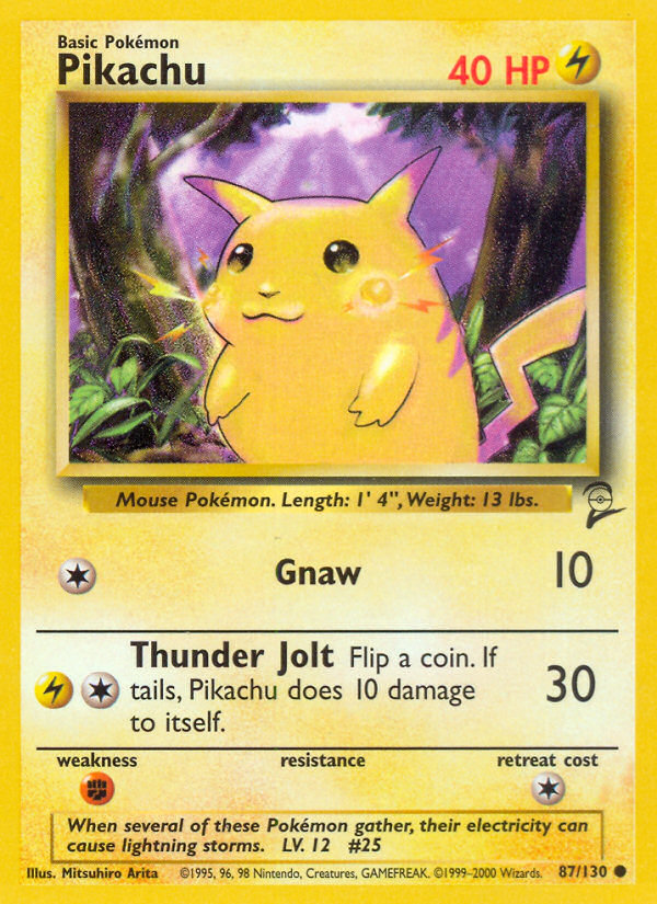 Pikachu - 87/130 Base Set 2 Common Pokemon - NM