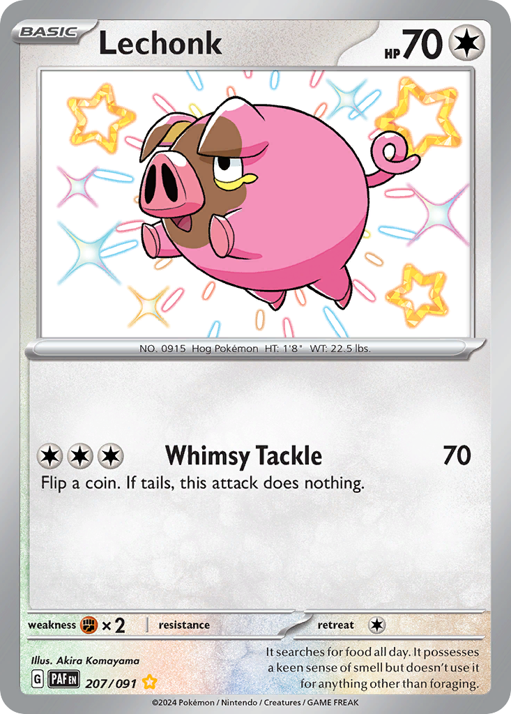 Lechonk - 207/091 Paldean Fates Shiny Rare Holo Pokemon - NM