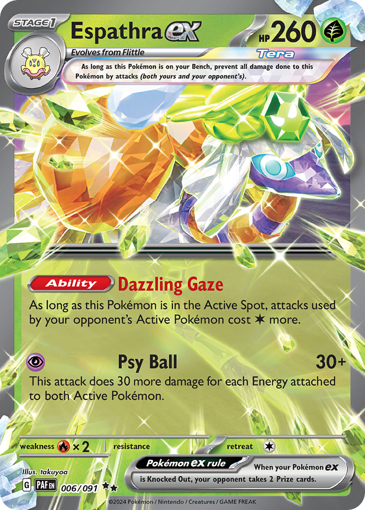 Espathra ex - 006/091 Paldean Fates Double Rare Holo Pokemon - NM