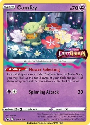 Comfey - SWSH242 Lost Origin PRERELEASE STAMPED Promo Pokemon - NM/MINT
