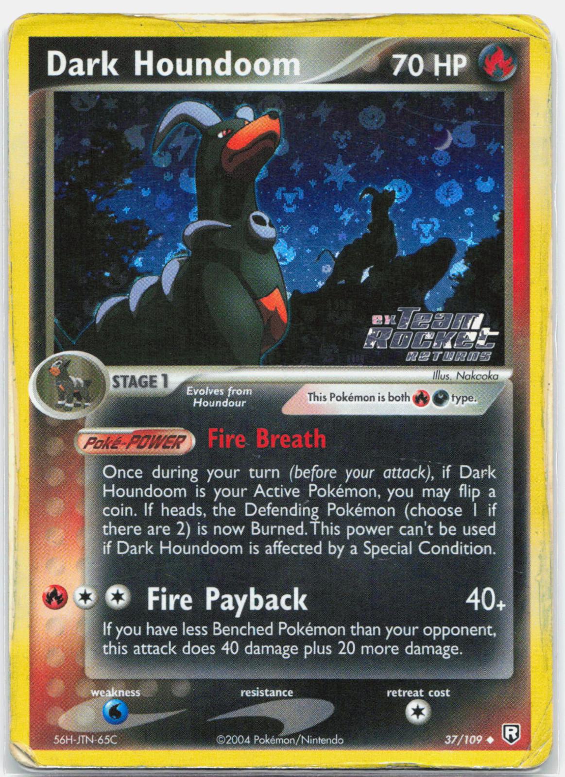 Dark Houndoom - 37/109 Team Rocket Returns Reverse Holo Uncommon Pokemon - HP