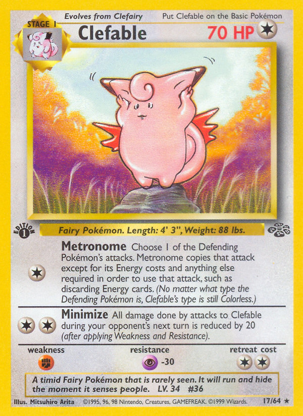 Clefable - 17/64 Jungle Rare Unlimited Pokemon - NM