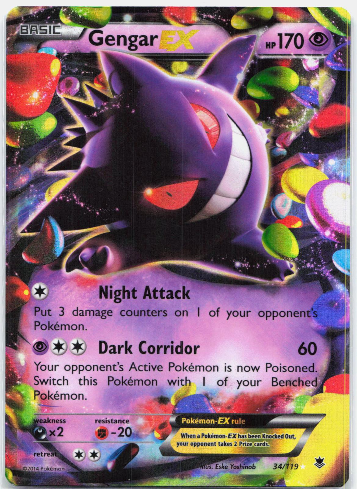Gengar EX - 34/119 Phantom Forces Ultra Rare Pokemon - LP