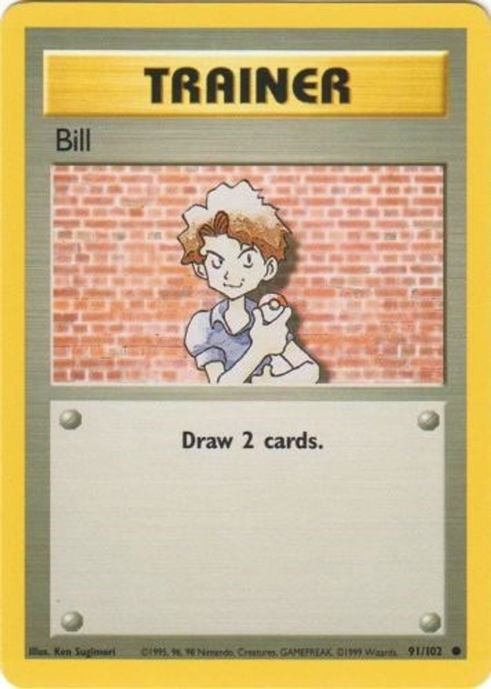 Bill - 91/102 Base Set Unlimited Common Pokemon - NM