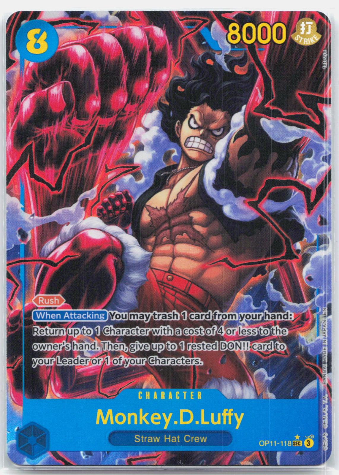 Monkey.D.Luffy Alternate Art - OP11-118 A Fist of Divine Speed SEC One Piece - NM/MINT