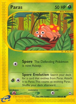 Paras - 99/147 Aquapolis Common Pokemon - NM