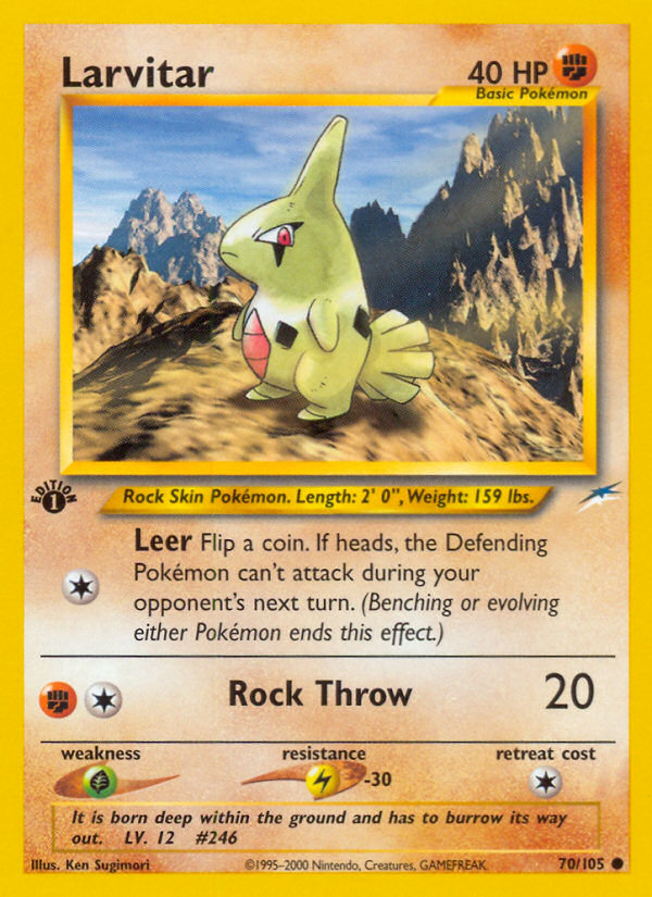 Larvitar - 70/105 Neo Destiny Common Unlimited Pokemon - NM