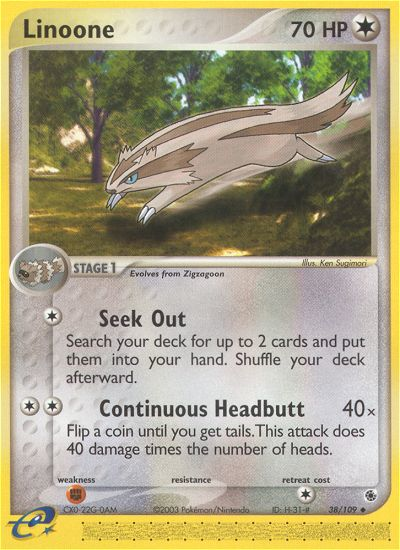 Linoone - 38/109 Ruby & Sapphire Uncommon Pokemon - NM