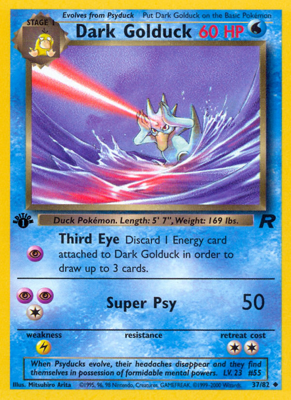 Dark Golduck - 37/82 Team Rocket Uncommon 1st Edition Pokemon - NM