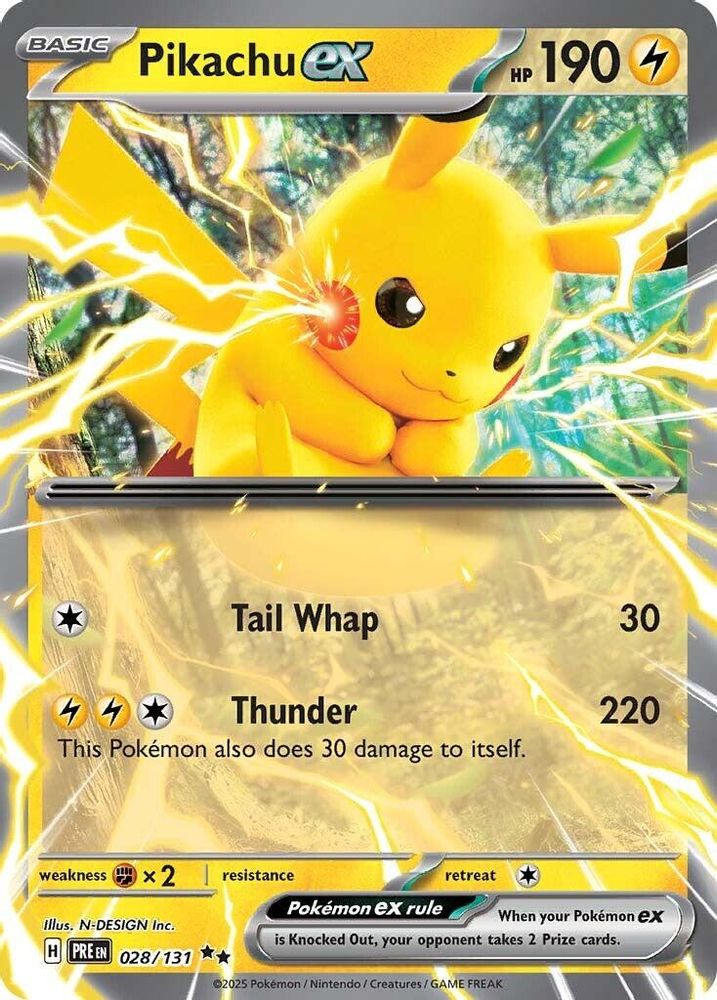 Pikachu ex - 028/131 Prismatic Evolutions Double Rare Holo Pokemon - NM